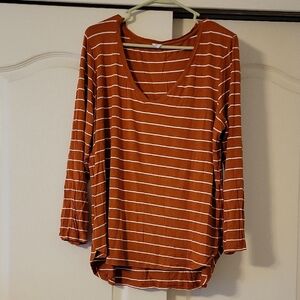 Old Navy Women's Rust Striped Long Sleeve Tee